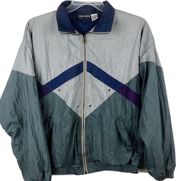 Vtg Champs Windbreaker Jacket Colorblock Mens L Vtg Champs Windbreaker Jacket Colorblock Mens L